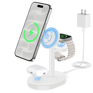 Mag-Safe Charger 3 in 1 Charging Station for iPhone Apple Watch AirPods | 15W Fast Magnetic Wireless Charger Stand for iPhone 18 Pro Max Duo 17 16 15 14 13 12 iWatch AirPods, Premium, Indicator White Mag-Safe Charger 3 in 1 Charging Station for iPhone Apple Watch AirPods | 15W Fast Magnetic Wireless Charger Stand for iPhone 18 Pro Max Duo 17 16 15 14 13 12 iWatch AirPods, Premium, Indicator White