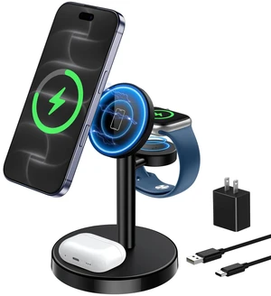 3 in 1 Fast Wireless Charging Station for Apple MagSafe Charger | 15W Strong Magnetic Active Cooling Charging Stand iPhone 18 Pro Max Duo 17 16 15 14 13 12 Apple Watch AirPods Series 3 in 1 Fast Wireless Charging Station for Apple MagSafe Charger | 15W Strong Magnetic Active Cooling Charging Stand iPhone 18 Pro Max Duo 17 16 15 14 13 12 Apple Watch AirPods Series
