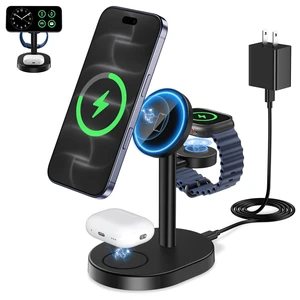 Mag-Safe Charger 3 in 1 Charging Station for iPhone Apple Watch AirPods | 15W Fast Magnetic Wireless Charger Stand for iPhone 18 Pro Max Duo 17 16 15 14 13 12 iWatch AirPods, Premium, Indicator Black Mag-Safe Charger 3 in 1 Charging Station for iPhone Apple Watch AirPods | 15W Fast Magnetic Wireless Charger Stand for iPhone 18 Pro Max Duo 17 16 15 14 13 12 iWatch AirPods, Premium, Indicator Black