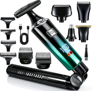 Back Shaver for Men, 5 in 1 Men Back Shaver with Long Handle, Green | LED Display, Back Trimmer for men ,Body Groomers Kit,Waterproof IPX6 Wet/Dry, Rechargeable Back Shaver for Men, 5 in 1 Men Back Shaver with Long Handle, Green | LED Display, Back Trimmer for men ,Body Groomers Kit,Waterproof IPX6 Wet/Dry, Rechargeable
