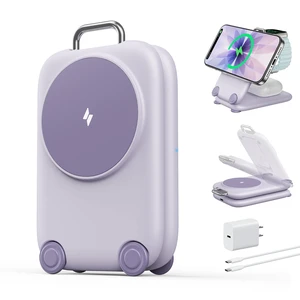 Traveling Palm-Sized Fast Wireless Charging Station for iPhone Duo | Magnetic 3 in 1 Phone Charger Stand for MagSafe-enabled iPhone 18-12 Series, Apple Watch&Air pods Pro(Non-Battery),PU Traveling Palm-Sized Fast Wireless Charging Station for iPhone Duo | Magnetic 3 in 1 Phone Charger Stand for MagSafe-enabled iPhone 18-12 Series, Apple Watch&Air pods Pro(Non-Battery),PU