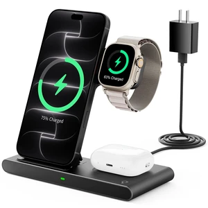 3 in 1 Foldable Wireless Charger Stand for iPhone Apple Watch AirPods | Fast Charge Stand for iPhone18/17/16/15/14/13/12/11 iWatch Airpods Series No Tangled Cables Ideal for Desk Bedside 3 in 1 Foldable Wireless Charger Stand for iPhone Apple Watch AirPods | Fast Charge Stand for iPhone18/17/16/15/14/13/12/11 iWatch Airpods Series No Tangled Cables Ideal for Desk Bedside