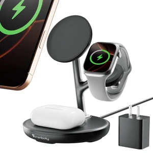 3 in 1 Wireless Charging Station for Multiple Devices Apple 17 Magsafe Charger Stand, Mag-Safe Wireless Charger Dock for iPhone Apple Watch Airpods Nignt Stand Charging Dock(Black) 3 in 1 Wireless Charging Station for Multiple Devices Apple 17 Magsafe Charger Stand, Mag-Safe Wireless Charger Dock for iPhone Apple Watch Airpods Nignt Stand Charging Dock(Black)