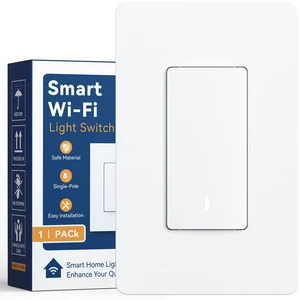 Smart Wi-Fi Switch, 1 Pack, Light Switch Controlled by App, Single-Pole, Voice Control Compatible, Timer & Countdown, LED Indicator, Neutral Wire Required, ETL Listed Smart Wi-Fi Switch, 1 Pack, Light Switch Controlled by App, Single-Pole, Voice Control Compatible, Timer & Countdown, LED Indicator, Neutral Wire Required, ETL Listed