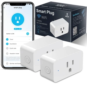2 Pack Smart Plug, Compatible with Alexa&Google Home, WiFi Timer Socket | 15A/1800W Max, 2.4GHz WiFi only, Smart Outlets with App and Group Control, Simple Setup, No Hub 2 Pack Smart Plug, Compatible with Alexa&Google Home, WiFi Timer Socket | 15A/1800W Max, 2.4GHz WiFi only, Smart Outlets with App and Group Control, Simple Setup, No Hub