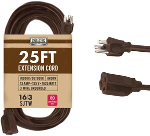 Brown Outdoor Extension Cord 25 ft, 16/3 Heavy Duty Cable with 3 Prong Grounded Plug, 13 AMP Weatherproof Exterior Cable 3 Prong 25 Foot for Deck, Patio, Garden, Lawn & Landscaping Brown Outdoor Extension Cord 25 ft, 16/3 Heavy Duty Cable with 3 Prong Grounded Plug, 13 AMP Weatherproof Exterior Cable 3 Prong 25 Foot for Deck, Patio, Garden, Lawn & Landscaping