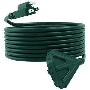 50FT Outdoor Extension Cord, 16/3 SJTW Tri-Tap Power Cable, Weatherproof, Heavy Duty Extension Cord for Holiday Decoration and Landscaping Lights,Green 50FT Outdoor Extension Cord, 16/3 SJTW Tri-Tap Power Cable, Weatherproof, Heavy Duty Extension Cord for Holiday Decoration and Landscaping Lights,Green