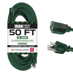 16 Gauge Heavy Duty Green Extension Cord, 50 Ft - SJTW | 16/3 SJTW Cable, 3 Prong Grounded Plug, 13 Amp - For Landscaping, Leaf Blowers, Lights, Appliances 16 Gauge Heavy Duty Green Extension Cord, 50 Ft - SJTW | 16/3 SJTW Cable, 3 Prong Grounded Plug, 13 Amp - For Landscaping, Leaf Blowers, Lights, Appliances
