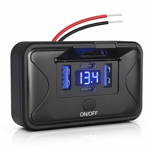 108W 4 Ports 12V RV Car USB Outlet Switch Voltmeter Panel Wall Mount | 2*36W PD3.0 Type-C + 2*18W QC3.0, Quick Charge Automotive Waterproof Multi-Port Charger Socket for Camper Van Marine Boat 108W 4 Ports 12V RV Car USB Outlet Switch Voltmeter Panel Wall Mount | 2*36W PD3.0 Type-C + 2*18W QC3.0, Quick Charge Automotive Waterproof Multi-Port Charger Socket for Camper Van Marine Boat