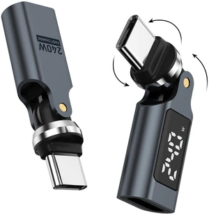 USB C Adapter 2 Pack 240W PD Fast Charging, USB C 90 Degree Adapter Right Angle USB C to USB C Adapter with LED Display USB C Power Meter Tester 360° Rotating for iPhone 17/16/15 MacBook iPad Samsung USB C Adapter 2 Pack 240W PD Fast Charging, USB C 90 Degree Adapter Right Angle USB C to USB C Adapter with LED Display USB C Power Meter Tester 360° Rotating for iPhone 17/16/15 MacBook iPad Samsung