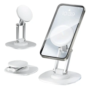 Magnetic Phone Stand for Desk 360 Rotating Adjustable Foldable Aluminum for MagSafe Cell Phone Stand Holder with Non-Slip Base Desk Stand for iPhone 17 16 Pro Max/15/14/13/12 Plus Air (White) Magnetic Phone Stand for Desk 360 Rotating Adjustable Foldable Aluminum for MagSafe Cell Phone Stand Holder with Non-Slip Base Desk Stand for iPhone 17 16 Pro Max/15/14/13/12 Plus Air (White)