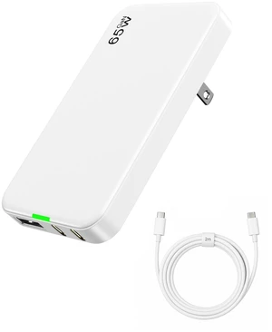 Flat USB C Wall Charger, 65W 3-Port USB Charger Block with 6.5FT Long Cable | Ultra Slim Fast Charging Block for iPhone 17/16/15/14, MacBook, iPad, Samsung Galaxy S25/24/23, Pixel, Steam Deck Flat USB C Wall Charger, 65W 3-Port USB Charger Block with 6.5FT Long Cable | Ultra Slim Fast Charging Block for iPhone 17/16/15/14, MacBook, iPad, Samsung Galaxy S25/24/23, Pixel, Steam Deck
