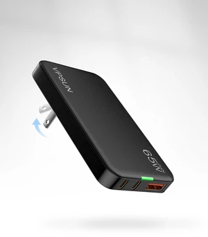 65W GaN Flat USB Wall Charger Block - 3 Port Foldable USB Charging Block | 2 USB A & 1 Type C Slim USB Wall Plug,Wall Charger Block with Foldable Plug for Travel,Charger Adapter for Laptop iPhone iPad 65W GaN Flat USB Wall Charger Block - 3 Port Foldable USB Charging Block | 2 USB A & 1 Type C Slim USB Wall Plug,Wall Charger Block with Foldable Plug for Travel,Charger Adapter for Laptop iPhone iPad