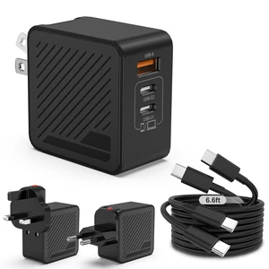 65W GaN USB C Travel Charger Adapter, 3 Port Wall Charger with UK EU Plugs | PD Fast Charging Foldable Plug with 2-Pack 6.6ft USB C Cable, for iPhone Duo/18 Pro Max/17/16/15,for Samsung Galaxy S24/S25 65W GaN USB C Travel Charger Adapter, 3 Port Wall Charger with UK EU Plugs | PD Fast Charging Foldable Plug with 2-Pack 6.6ft USB C Cable, for iPhone Duo/18 Pro Max/17/16/15,for Samsung Galaxy S24/S25