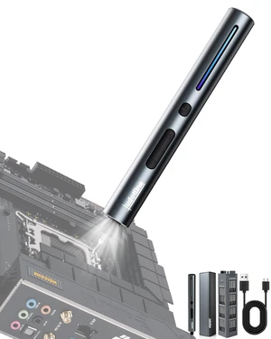 Precision Electric Screwdriver, 6-Level Torque, 44 Bits, Repair | 0.050.6 N·m adjustable torque, LED light, S2 steel bits, 600mAh rechargeable battery for phone, laptop & electronics repair