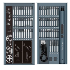 Mini Electric Screwdriver Set with Sliding Storage Case, 75-in-1 Kit (71 Precision Bits), USB-C Rechargeable Cordless Screwdriver 200 RPM, 0.150.35 N·m Torque, 1/4" Hex, 3-LED Light