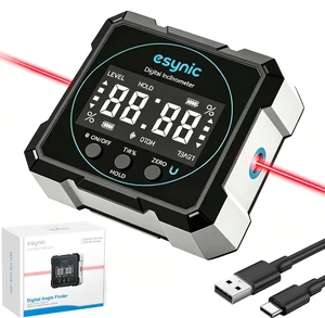 IP54 Waterproof Digital Angle Finder with Laser-Portable Level Box-Type-C Rechargeable 4-Side Magnetic Angle Gauge-Backlit LCD-for Woodworking/Construction/Carpenters (Laser Level: Class II) IP54 Waterproof Digital Angle Finder with Laser-Portable Level Box-Type-C Rechargeable 4-Side Magnetic Angle Gauge-Backlit LCD-for Woodworking/Construction/Carpenters (Laser Level: Class II)