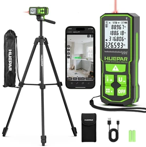 Laser Distance Measure 395 Feet with 60 Inch Tripod, Laser Distance Meter with Bluetooth & APP, Angle Sensor, 1/16in Accuracy Rechargeable Laser Measuring Tool, M/in/Ft Unit, Pythagorean Mode Laser Distance Measure 395 Feet with 60 Inch Tripod, Laser Distance Meter with Bluetooth & APP, Angle Sensor, 1/16in Accuracy Rechargeable Laser Measuring Tool, M/in/Ft Unit, Pythagorean Mode