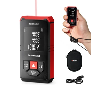 Saber Mini Laser Measure, 131FT Laser Distance Meter with 0.08in Accuracy, 0.5 Second Measurement, Rechargeable USB-C Pocket Rangefinder with Magnetic Base, Made in Korea