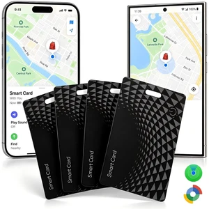 2026 4-Pack Dual Platform(Both iOS& Android) Wallet Tracker Card, [Apple MFi Certified] Rechargeable Thin Finder, IP68 Waterproof, Works with Apple Find My & Android Find Hub for Luggage and Passports