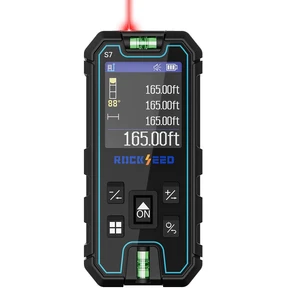 S7C Laser Measuring Tool 165FT, Red Beam Laser Measure with Rotatable HD IPS Color Screen, 12 Measurement Modes, 3 Leveling Modes, 5 Units Switchable, for Stake Marking/Distance/Area/Volume S7C Laser Measuring Tool 165FT, Red Beam Laser Measure with Rotatable HD IPS Color Screen, 12 Measurement Modes, 3 Leveling Modes, 5 Units Switchable, for Stake Marking/Distance/Area/Volume
