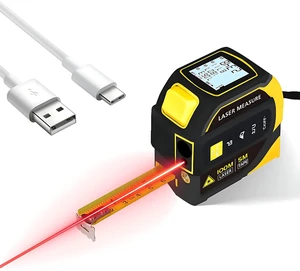 4-in-1 Digital Laser Tape Measure, 16FT Tape, 328FT Laser Distance Meter | Rechargeable laser measuring tool with a 33 ft cross-line laser, angle finder and up to 3,000 measurements per charge 4-in-1 Digital Laser Tape Measure, 16FT Tape, 328FT Laser Distance Meter | Rechargeable laser measuring tool with a 33 ft cross-line laser, angle finder and up to 3,000 measurements per charge