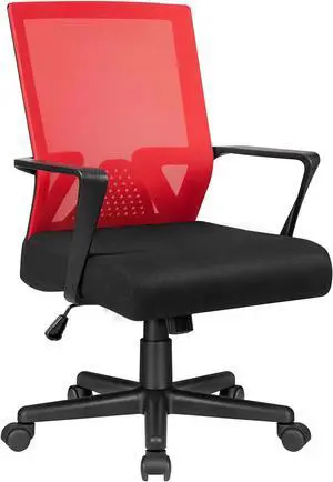 Ergonomic Lumbar Support Mesh Computer Mid Back Swivel Chair Armrest (Red) Ergonomic Lumbar Support Mesh Computer Mid Back Swivel Chair Armrest (Red)