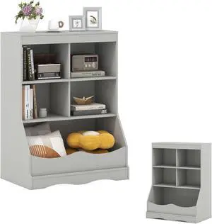 Small Bookcase 4 Open Cubes 1 Bottom Compartment, Anti-Tipping Device, Foot Pads, Bedroom Living Roo Small Bookcase 4 Open Cubes 1 Bottom Compartment, Anti-Tipping Device, Foot Pads, Bedroom Living Roo