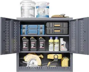 Wall Mounted Steel Storage Cabinet Adjustable Shelf and Doors Garage Basement Wall Mounted Steel Storage Cabinet Adjustable Shelf and Doors Garage Basement
