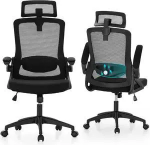 Ergonomic Office Desk Chair Breathable Mesh, Adjustable Lumbar Support, Headrest and Flip-Up Armrest Ergonomic Office Desk Chair Breathable Mesh, Adjustable Lumbar Support, Headrest and Flip-Up Armrest
