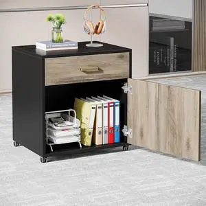 Mobile Storage Cabinet Drawer Home Office, 22.83 Inches, Retro Gray Black Mobile Storage Cabinet Drawer Home Office, 22.83 Inches, Retro Gray Black