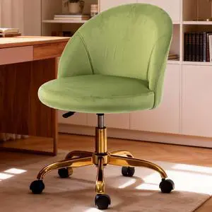 Velvet Rolling Office Chair Back and Wheels, Height Adjustable, 360 Swivel Vanity Makeup Room (Green Velvet Rolling Office Chair Back and Wheels, Height Adjustable, 360 Swivel Vanity Makeup Room (Green