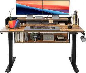 55 Electric Standing Desk Shelves, 55x24 Inches Adjustable Height Workstation 55 Electric Standing Desk Shelves, 55x24 Inches Adjustable Height Workstation