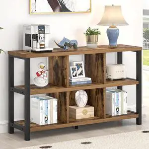 6 Cube Wood and Metal Storage Organizer Bookshelf, Rustic Brown, 47 Inch 6 Cube Wood and Metal Storage Organizer Bookshelf, Rustic Brown, 47 Inch