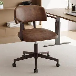 Mid Century Retro Home Office Desk Chair Back, Faux Leather, Adjustable Height, Rolling Swivel, Armr Mid Century Retro Home Office Desk Chair Back, Faux Leather, Adjustable Height, Rolling Swivel, Armr