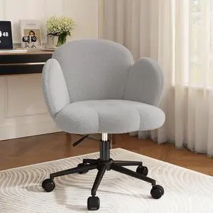 Petal Vanity Chair Wheels, Teddy Fleece Adjustable Height Armless 360° Swivel Desk Chair Bedroom Mak Petal Vanity Chair Wheels, Teddy Fleece Adjustable Height Armless 360° Swivel Desk Chair Bedroom Mak