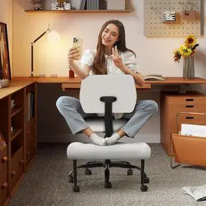Cross Legged Office Chair with Wheels, Criss Cross Chair with Wider Thicken Seat, ADHD Meditation Chair with Adjustable Footstool for Adults, Yoga Office Chair, Lambswool Offwhite Cross Legged Office Chair with Wheels, Criss Cross Chair with Wider Thicken Seat, ADHD Meditation Chair with Adjustable Footstool for Adults, Yoga Office Chair, Lambswool Offwhite