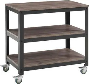 Vivify Industrial Modern Three Tiered Serving Stand Rolling Cart in Gray Walnut Vivify Industrial Modern Three Tiered Serving Stand Rolling Cart in Gray Walnut
