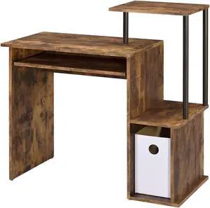 Lyphre Wooden Top Computer Desk in Weathered Oak and Black Lyphre Wooden Top Computer Desk in Weathered Oak and Black