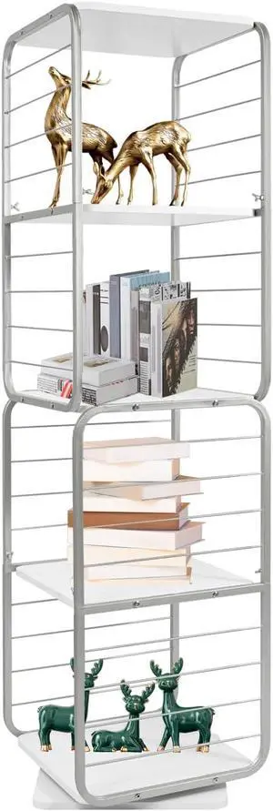 4-Tier Corner Bookcase for Small Space, White Bookcase Book Storage, Tall Narrow Corner Book Shelf for Small Space (Gray) 4-Tier Corner Bookcase for Small Space, White Bookcase Book Storage, Tall Narrow Corner Book Shelf for Small Space (Gray)