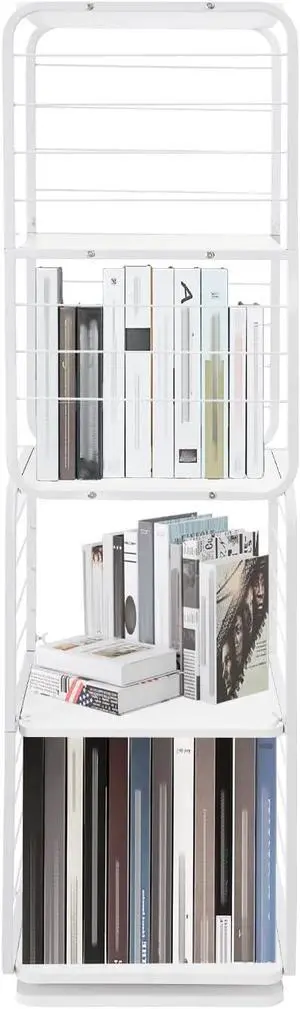 4-Tier Corner Bookcase for Small Space, White Bookcase Book Storage, Tall Narrow Corner Book Shelf for Small Space (White) 4-Tier Corner Bookcase for Small Space, White Bookcase Book Storage, Tall Narrow Corner Book Shelf for Small Space (White)