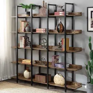 Tall 5 Tier Wood Bookshelf Organizer for Bedroom, Mid Century Modern Farmhouse Open Industrial Bookshelf with Storage for Living Room Home Office, Large 5 Shelf Bookcase, Rustic Brown Tall 5 Tier Wood Bookshelf Organizer for Bedroom, Mid Century Modern Farmhouse Open Industrial Bookshelf with Storage for Living Room Home Office, Large 5 Shelf Bookcase, Rustic Brown