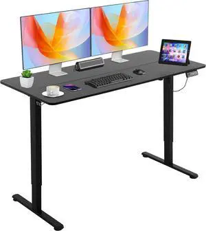 Electric Standing Desk 24"x55" Adjustable Height Computer Desk for Home Office - Ergonomic Sit Stand with Headphone Hook, 20db Noiseless Lifting for Adults, Black Electric Standing Desk 24"x55" Adjustable Height Computer Desk for Home Office - Ergonomic Sit Stand with Headphone Hook, 20db Noiseless Lifting for Adults, Black