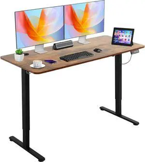 Electric Standing Desk 24"x55" Adjustable Height Computer Desk for Home Office - Ergonomic Sit Stand with Headphone Hook, 20db Noiseless Lifting for Adults, Brown Electric Standing Desk 24"x55" Adjustable Height Computer Desk for Home Office - Ergonomic Sit Stand with Headphone Hook, 20db Noiseless Lifting for Adults, Brown