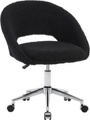 Vanity Accent Chair, Modern Cute Desk Chairs with Wheels Adjustment Height Swivel Rolling Chair Upholstered Sherpa Gold Metal Base for Makeup Living Room Bedroom,Black Vanity Accent Chair, Modern Cute Desk Chairs with Wheels Adjustment Height Swivel Rolling Chair Upholstered Sherpa Gold Metal Base for Makeup Living Room Bedroom,Black