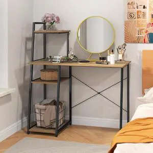 40" Computer Desk with 4-Tier Storage Shelves, Home Office Corner Desk Writing Study Workstation Table for Small Space, Natural 40" Computer Desk with 4-Tier Storage Shelves, Home Office Corner Desk Writing Study Workstation Table for Small Space, Natural