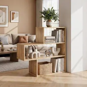 3-Tier Bookshelf, Wood Convex Bookcase Open Storage Shelf for Living Room, Home Office, Library 3-Tier Bookshelf, Wood Convex Bookcase Open Storage Shelf for Living Room, Home Office, Library