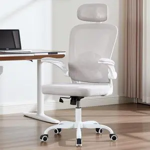 Ergonomic Office Chair with 3D Adjustable Lumbar Support, Mesh High Back, 75° Rotating Headrest, Rocking Function, 300lbs Capacity, Black/White (White) Ergonomic Office Chair with 3D Adjustable Lumbar Support, Mesh High Back, 75° Rotating Headrest, Rocking Function, 300lbs Capacity, Black/White (White)
