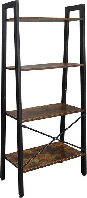 Industrial Ladder Shelf 4-Tier Bookcase Plant Book Display Furniture Storage Rack Shelf for Living Room Home Office Bedroom (Rustic Brown) Industrial Ladder Shelf 4-Tier Bookcase Plant Book Display Furniture Storage Rack Shelf for Living Room Home Office Bedroom (Rustic Brown)