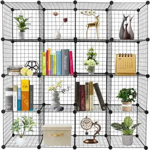 16-Wire Cube Organizer, Wire Storage Shelves & Bookcase, DIY Multifunctional Shelving Unit Durable Metal Grids Versatile Cubbies for Home & Office 13.8" Cubes 22lb Capacity Black 16-Wire Cube Organizer, Wire Storage Shelves & Bookcase, DIY Multifunctional Shelving Unit Durable Metal Grids Versatile Cubbies for Home & Office 13.8" Cubes 22lb Capacity Black